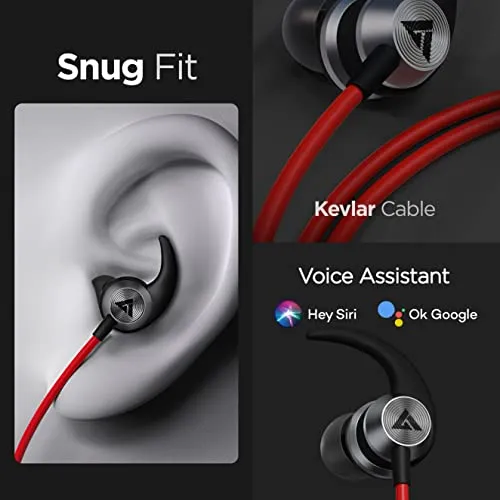 Boult Audio BassBuds X1 in-Ear Wired Earphones with 10mm Extra Bass Driver and HD Sound with mic(Red)