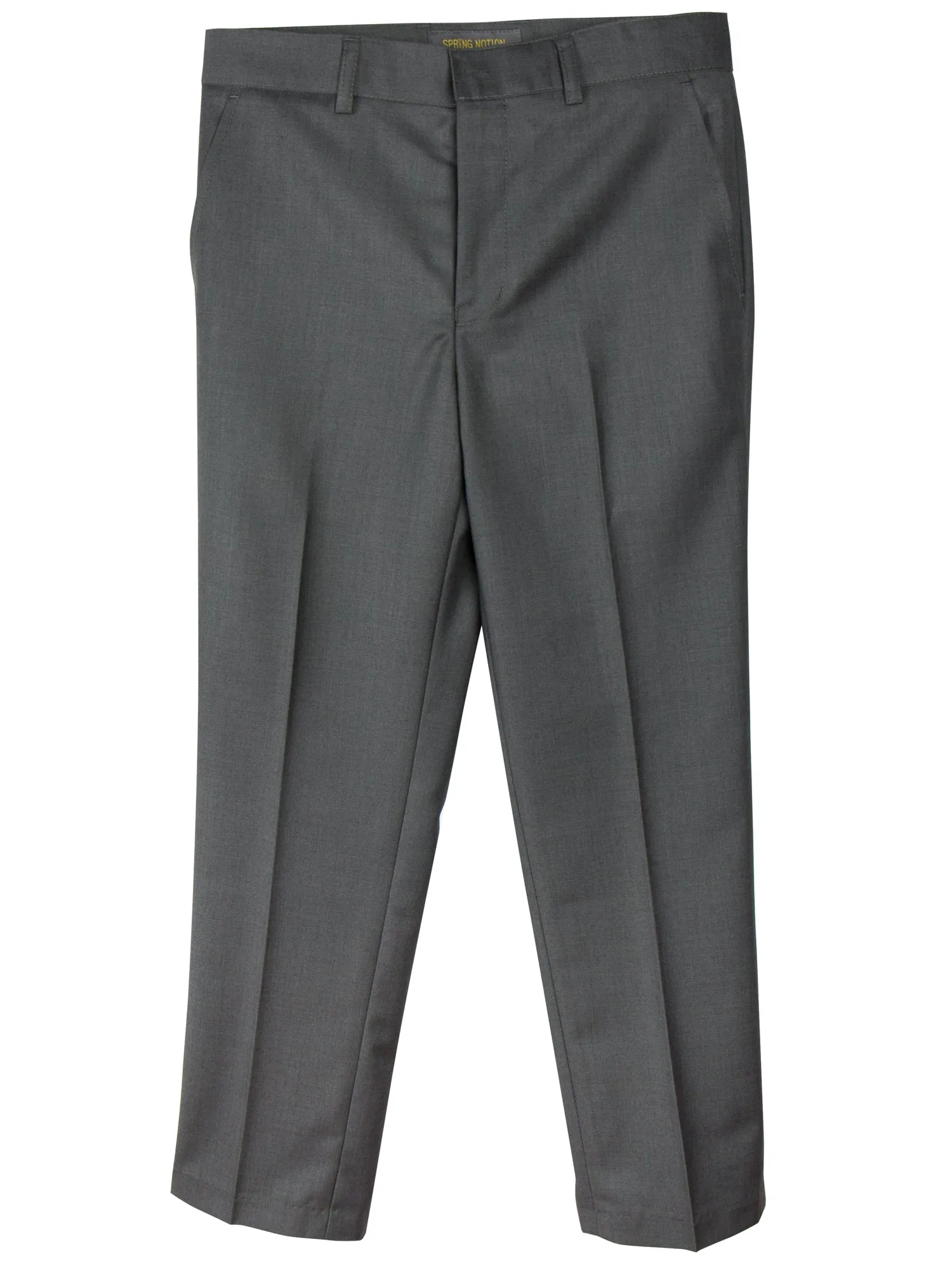 Boys' Charcoal Flat Front Dress Pants