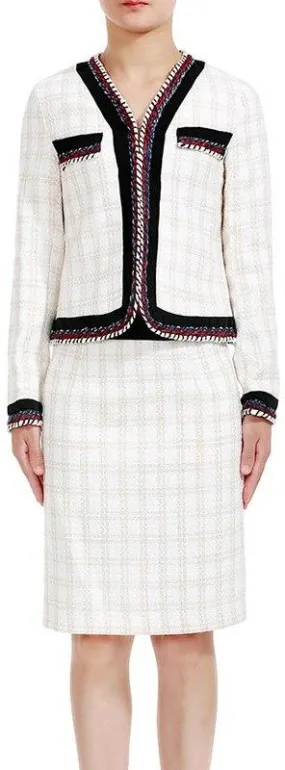 Braided-Trim Jacket and Skirt Set