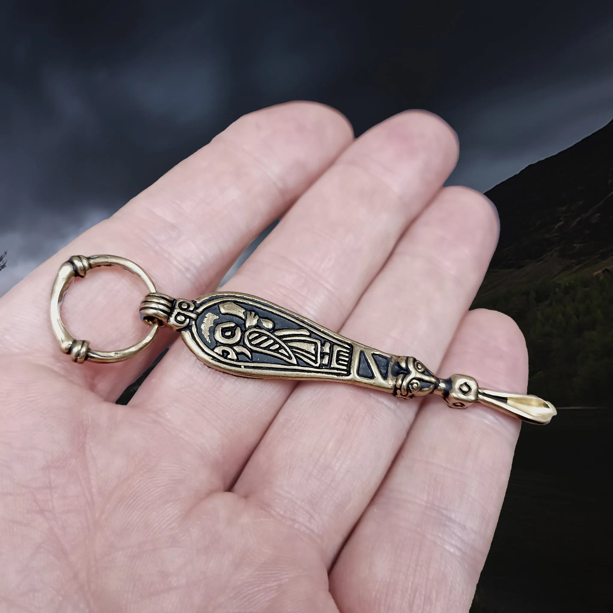 Bronze Ear Spoon Viking Pendant with Ring Hanger