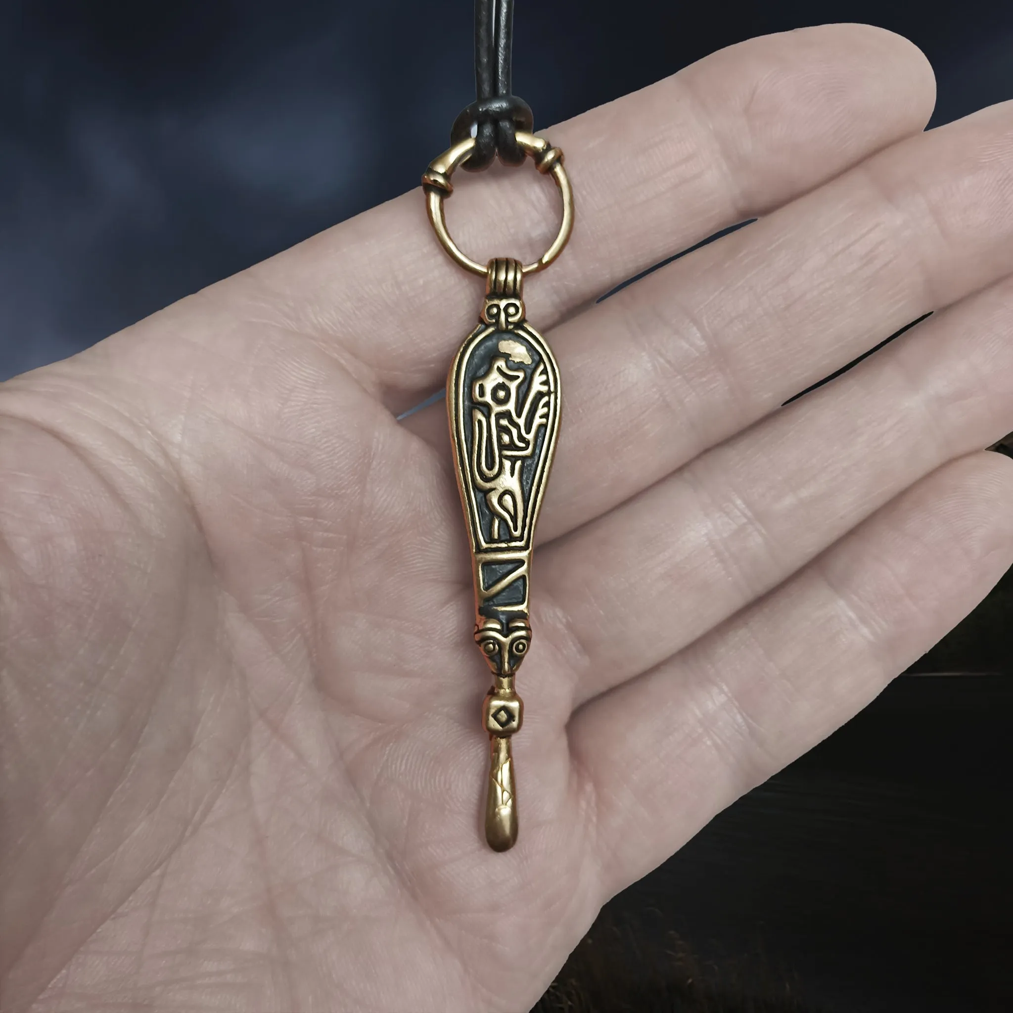 Bronze Ear Spoon Viking Pendant with Ring Hanger