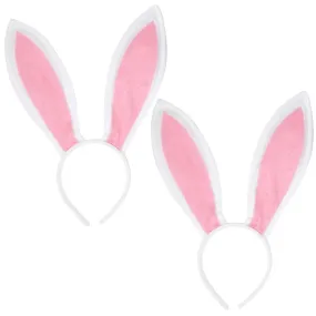 Bunny Ears Headband - Plush Easter Rabbit Ears (White   Pink) - FUNCREDIBLE