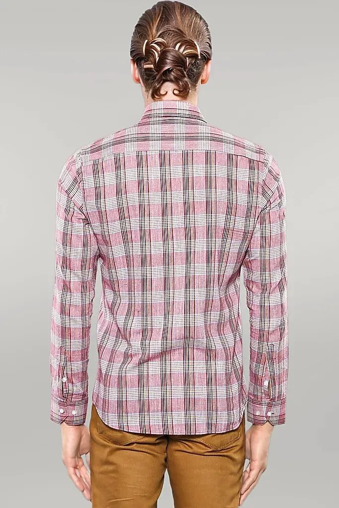 Burgundy Casual Plaid Shirt | Wessi
