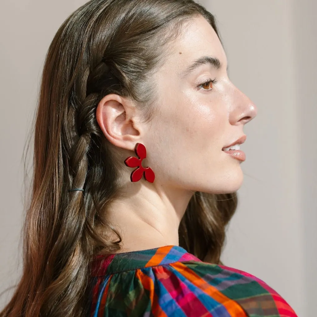 Burgundy Petal Earrings