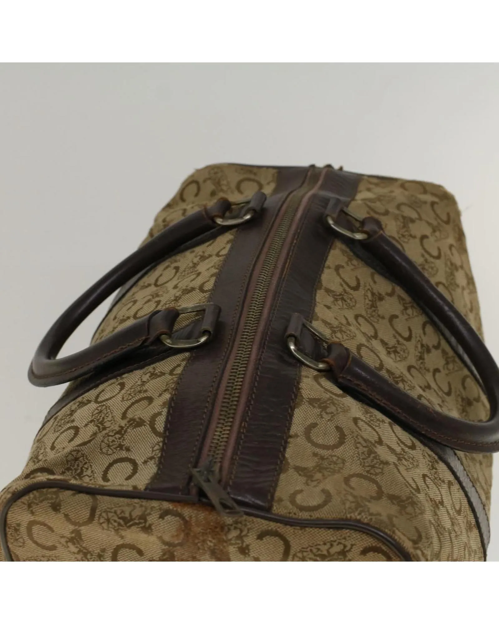 Canvas and Leather Beige Hand Bag