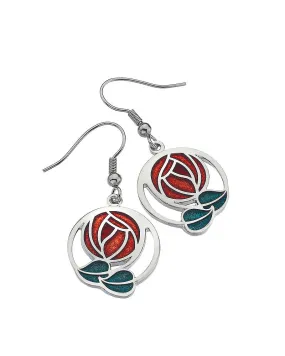 Charles Rennie Mackintosh Rose and Coiled Leaves Earrings