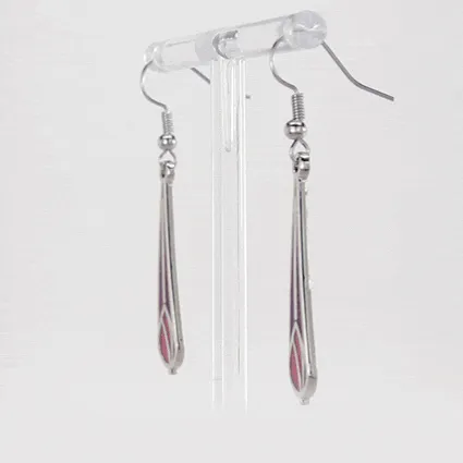 Charles Rennie Mackintosh Stem Rose Bud Earrings - Red