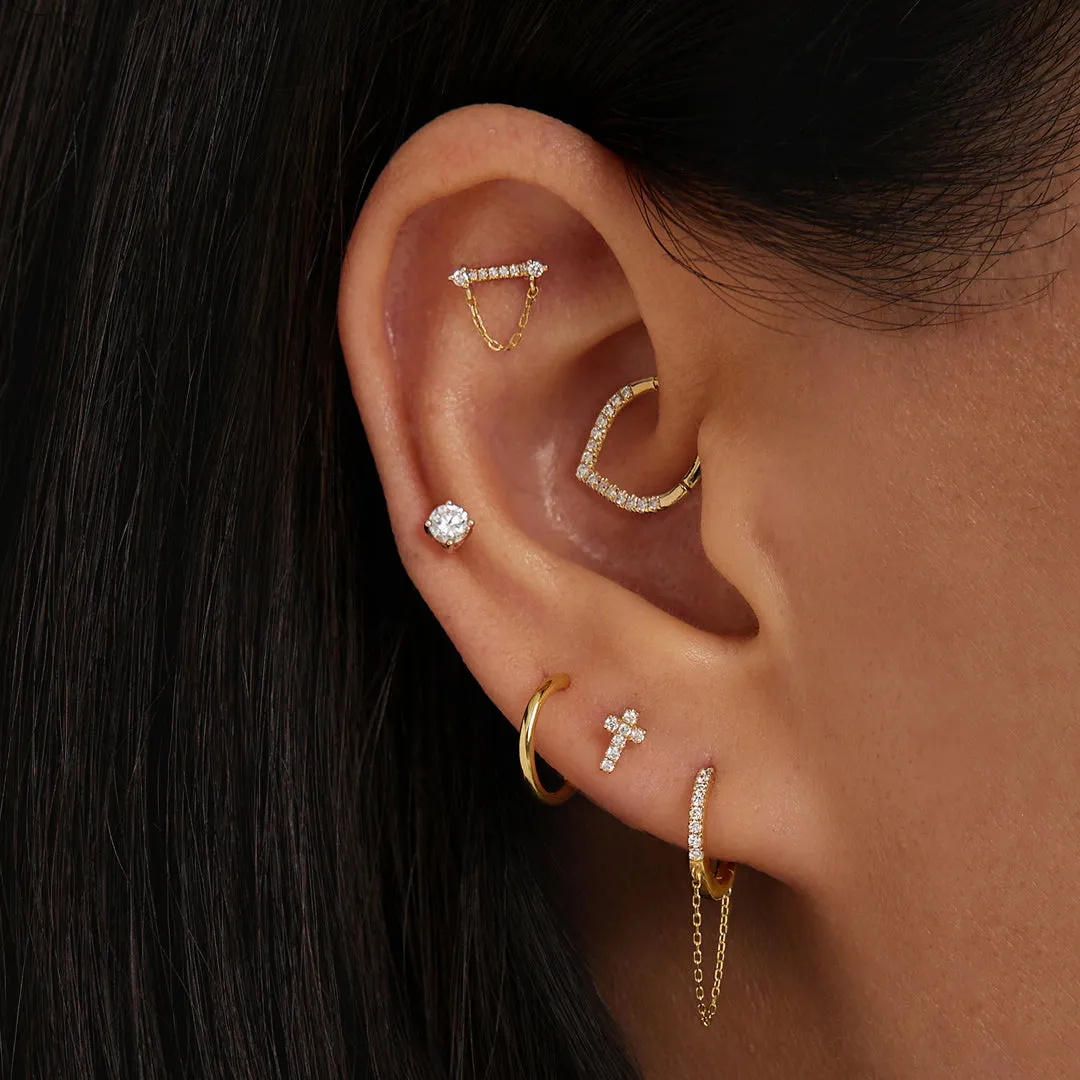 CHELSEA | Draped Chain and Diamond Bar Threadless Flatback Earring