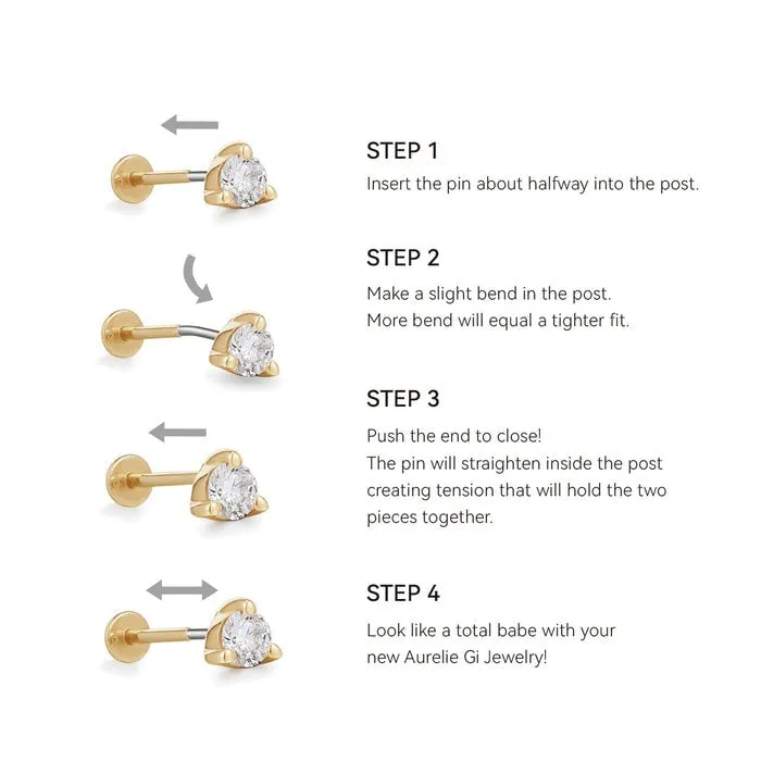 CHELSEA | Draped Chain and Diamond Bar Threadless Flatback Earring