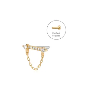 CHELSEA | Draped Chain and Diamond Bar Threadless Flatback Earring