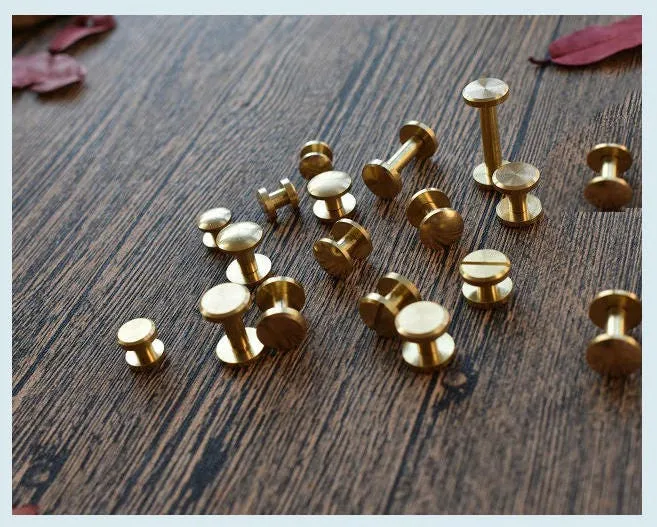 Chicago Screw Screwback Post Bolt Button Belt Stud Rivet Round Head Solid Brass