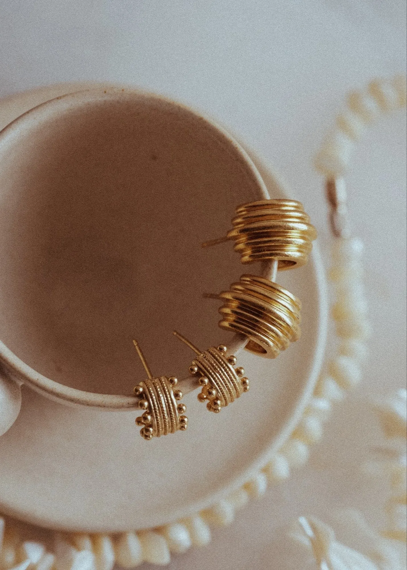 Chunky Ripple Hoop Earrings Cuffs