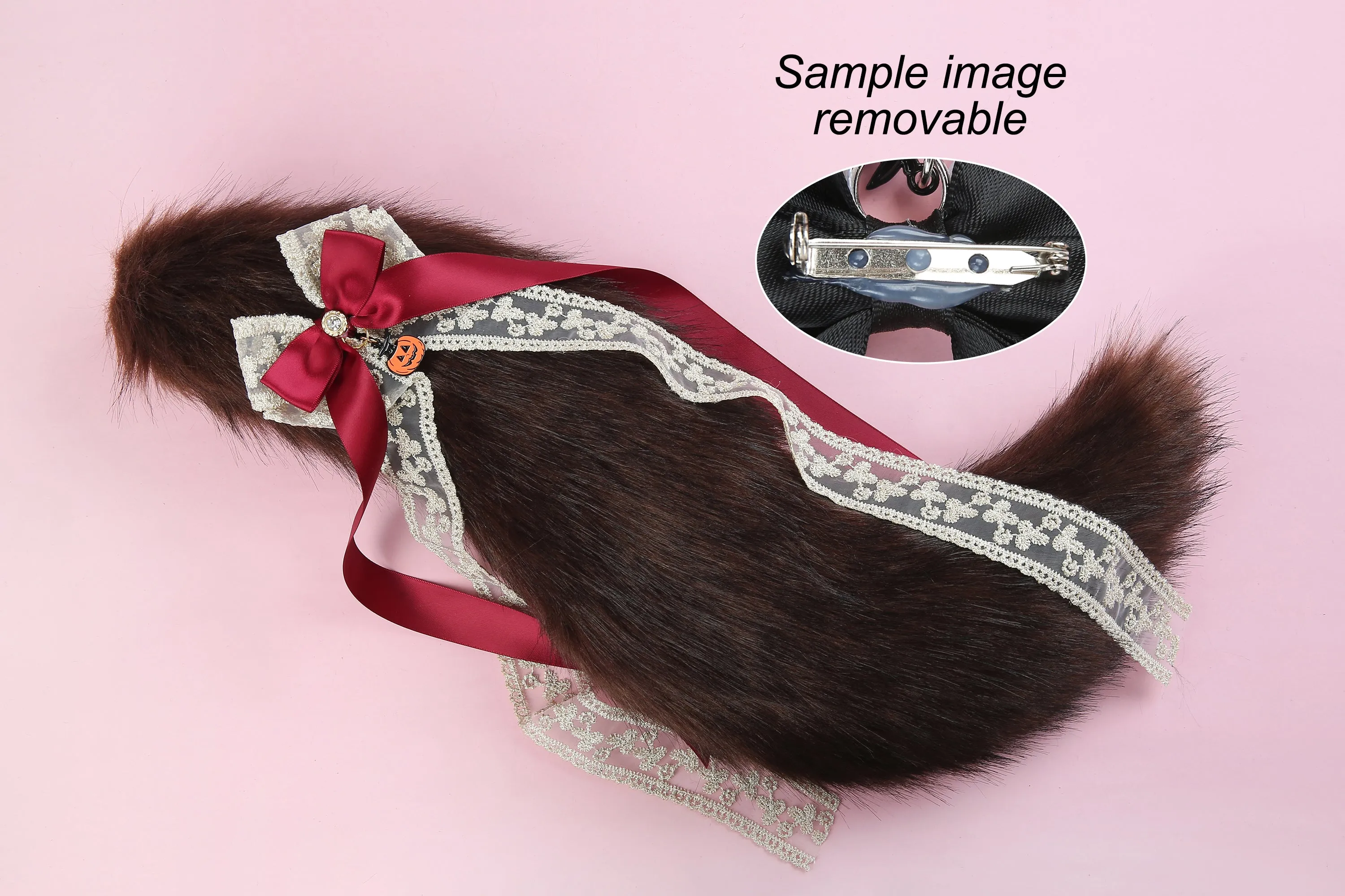 Coffee faux fur fox tail plug and ear wolf tail buttplug and ear kitten ear and tail plug set curved tail and ear plug cosplay -mature