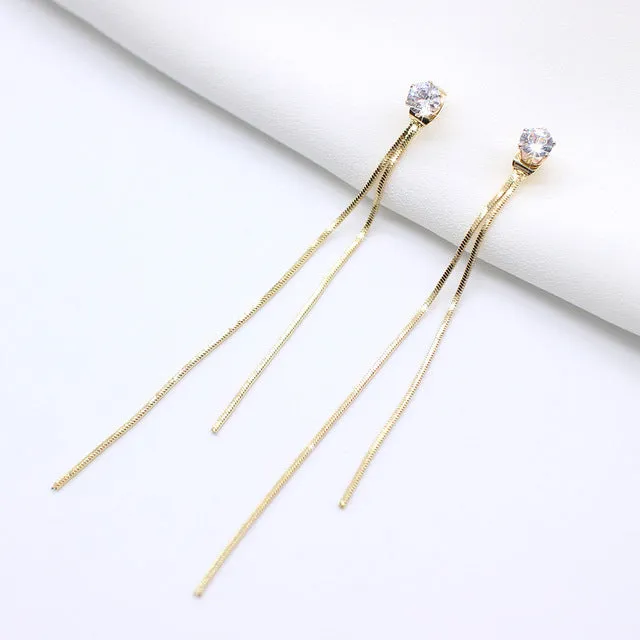 Dangle Hanging Rhinestone Long Drop Earrings