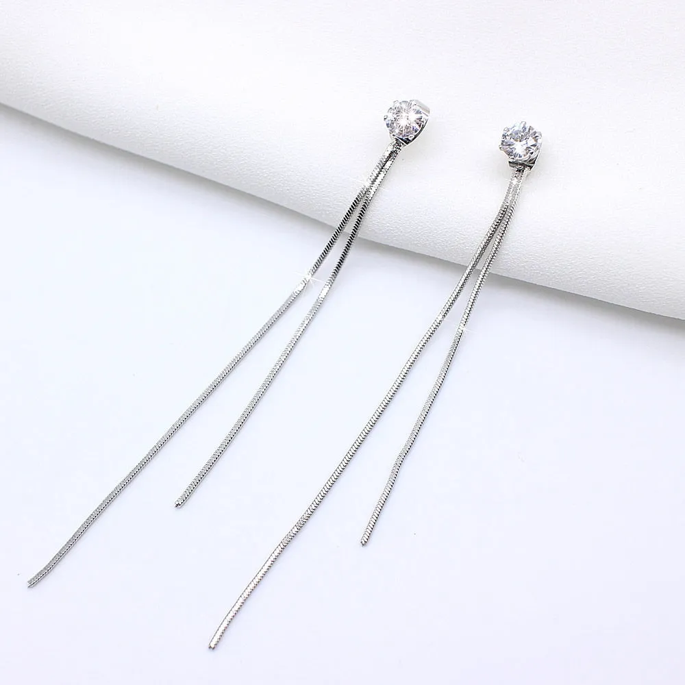 Dangle Hanging Rhinestone Long Drop Earrings