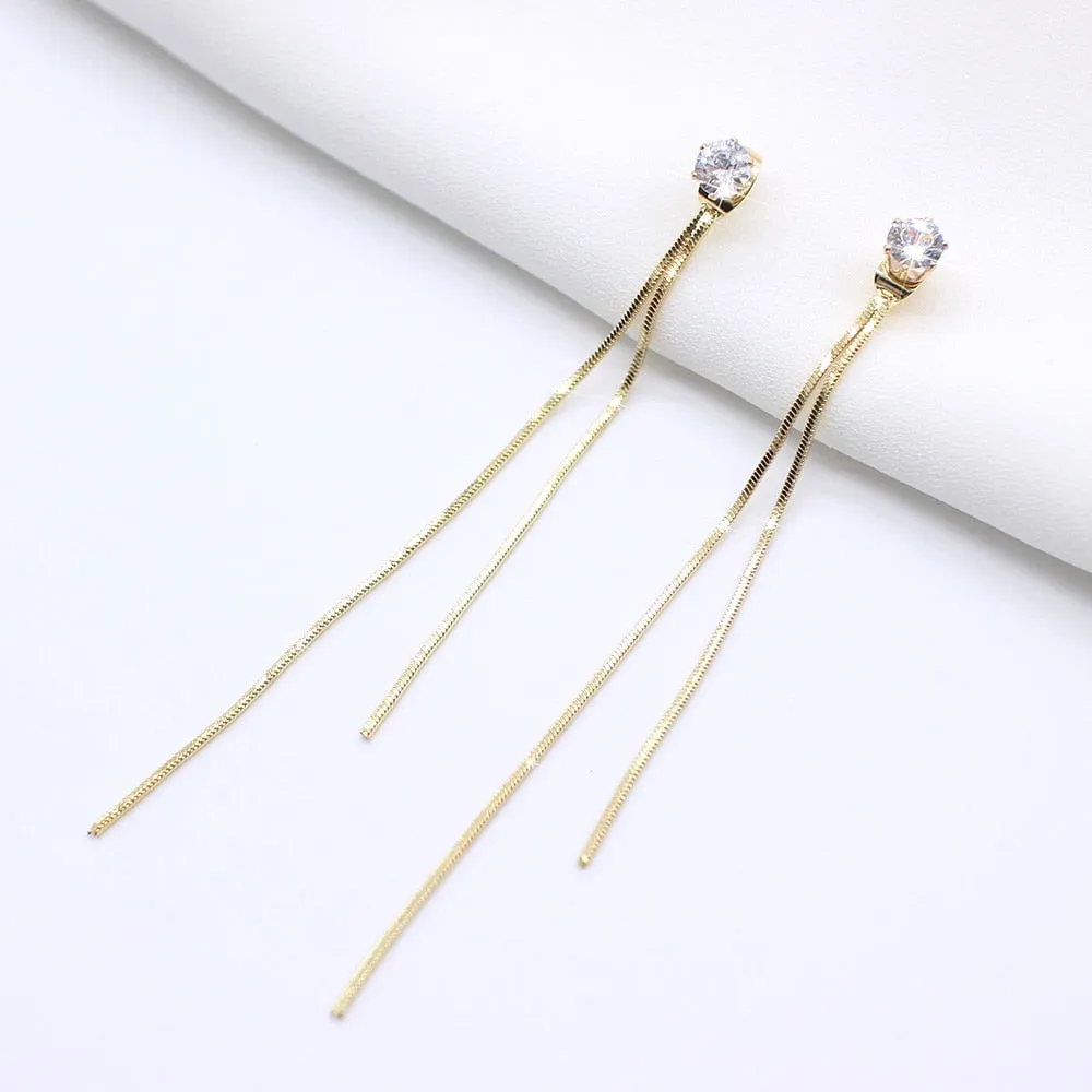 Dangle Hanging Rhinestone Long Drop Earrings