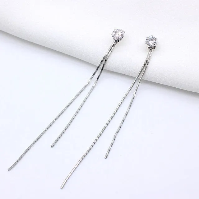 Dangle Hanging Rhinestone Long Drop Earrings
