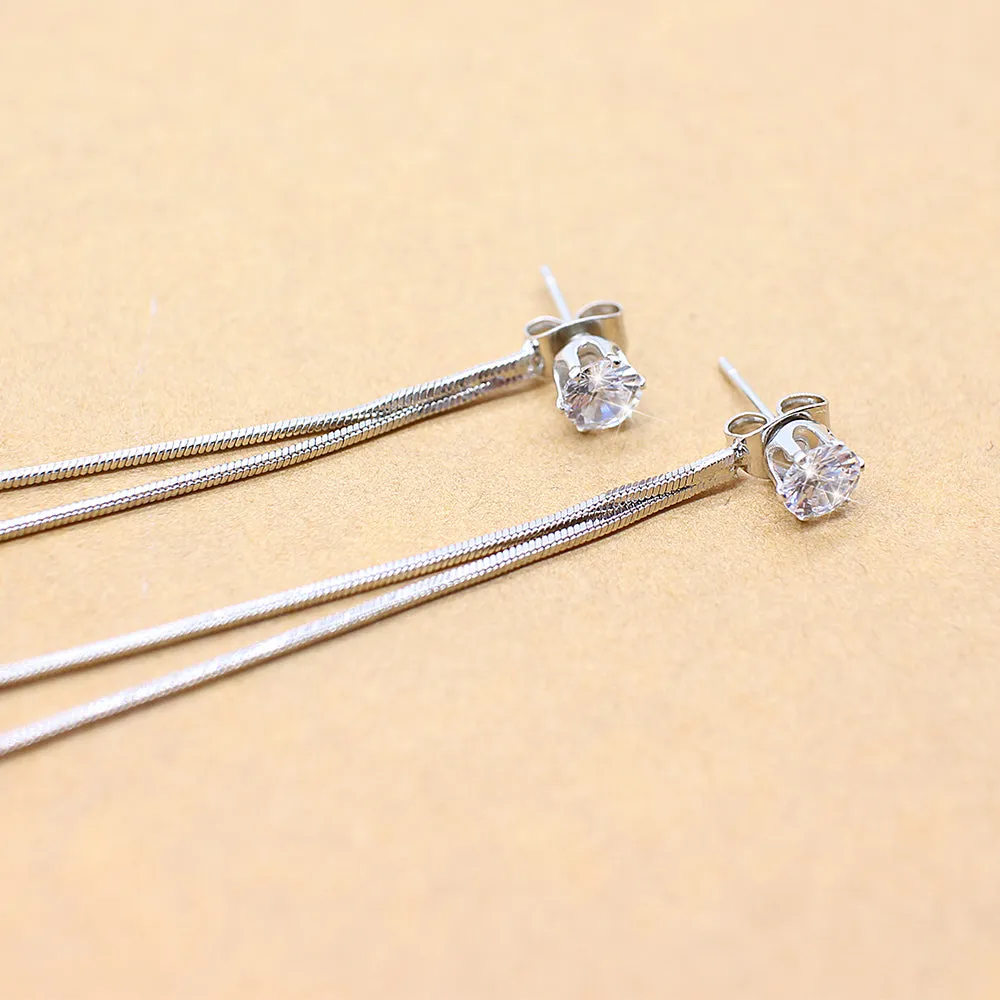 Dangle Hanging Rhinestone Long Drop Earrings