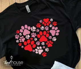 Dog Paw Love Valentines Day Shirt, 3 Colors