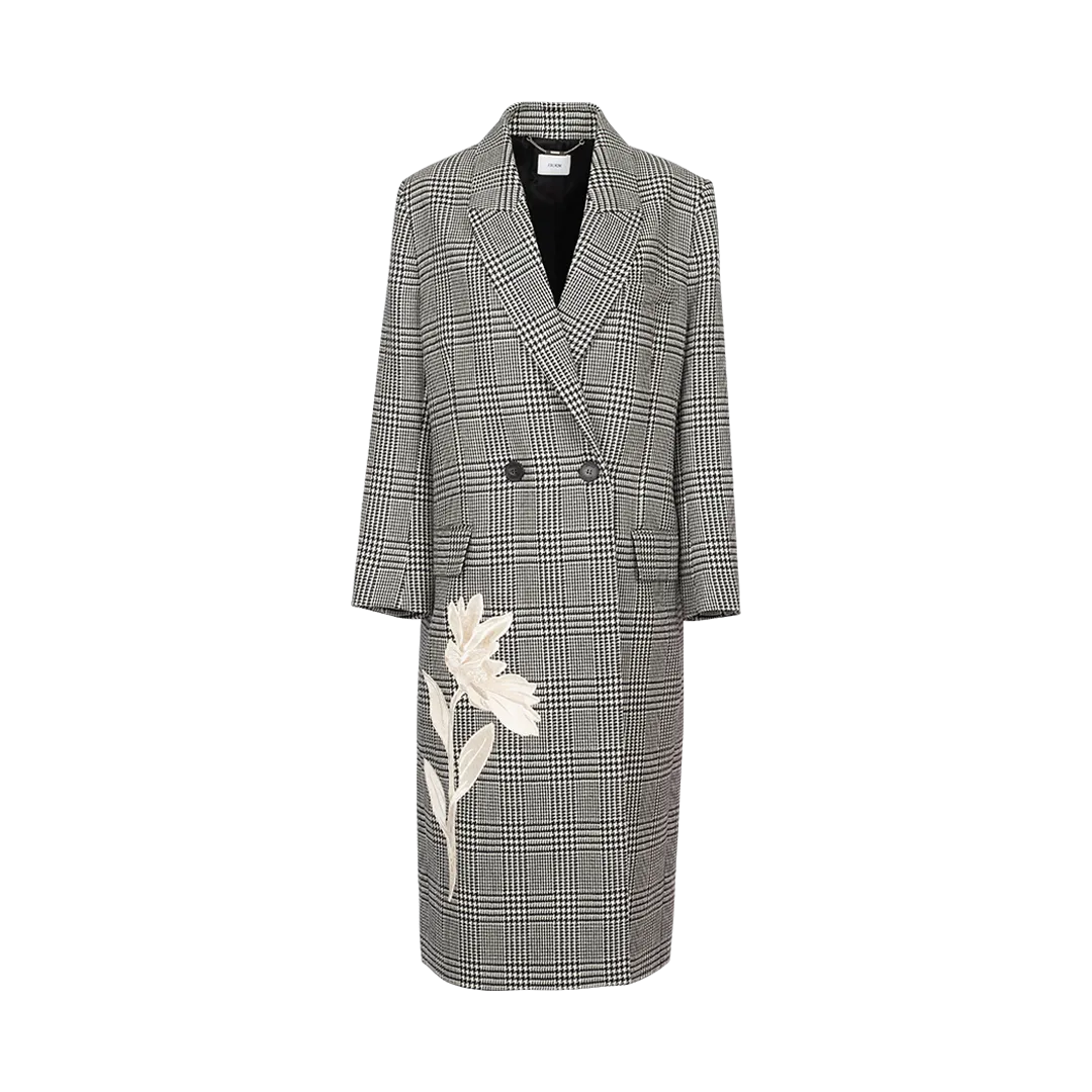 Double-Breasted Houndstooth Coat