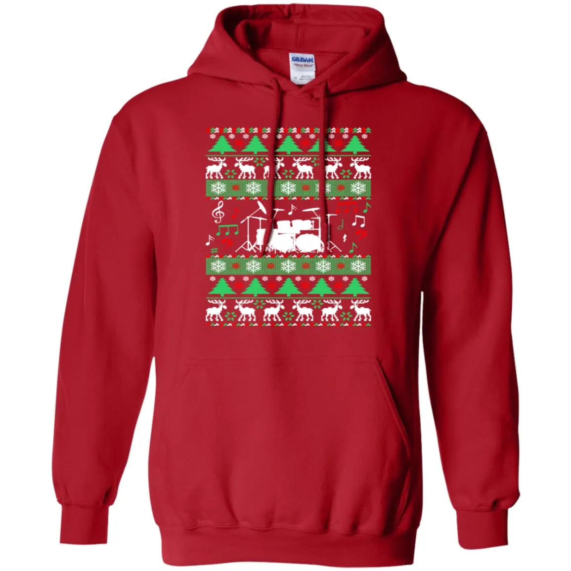 Drums Drummer Ugly Christmas Men Pullover Hoodie