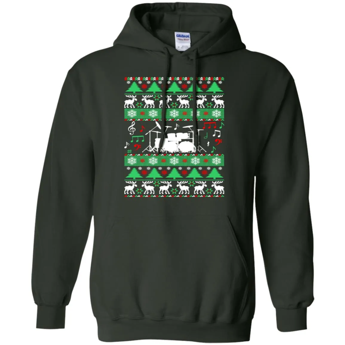 Drums Drummer Ugly Christmas Men Pullover Hoodie