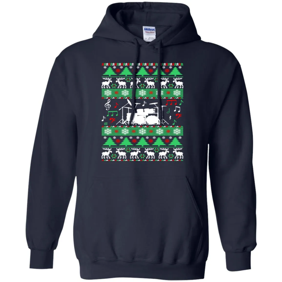 Drums Drummer Ugly Christmas Men Pullover Hoodie