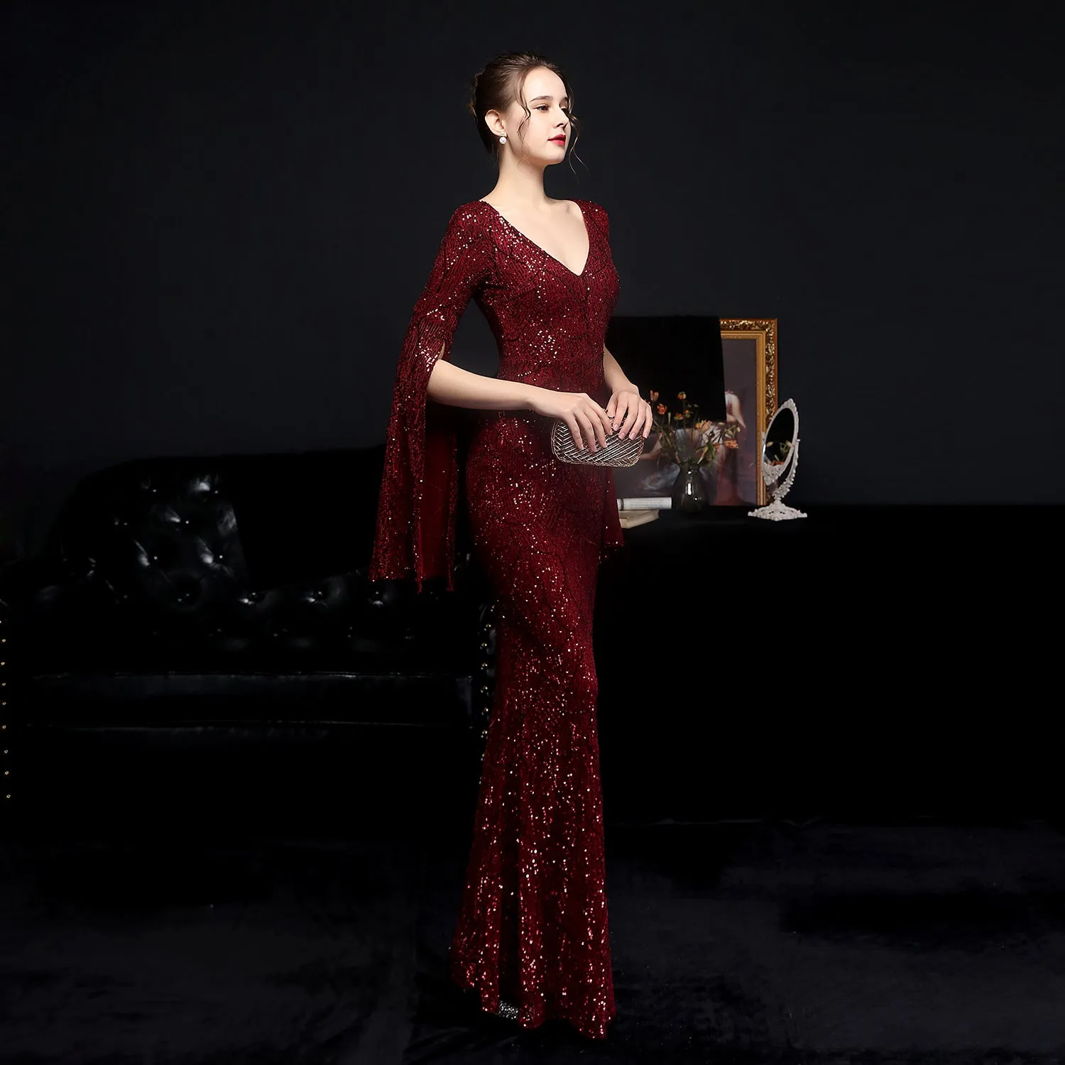 Electra-18576-Sequin Long Formal Gown