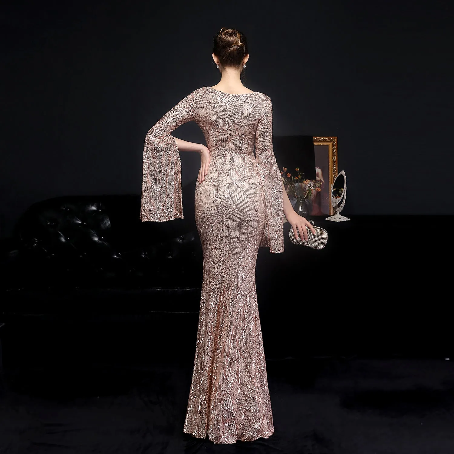 Electra-18576-Sequin Long Formal Gown