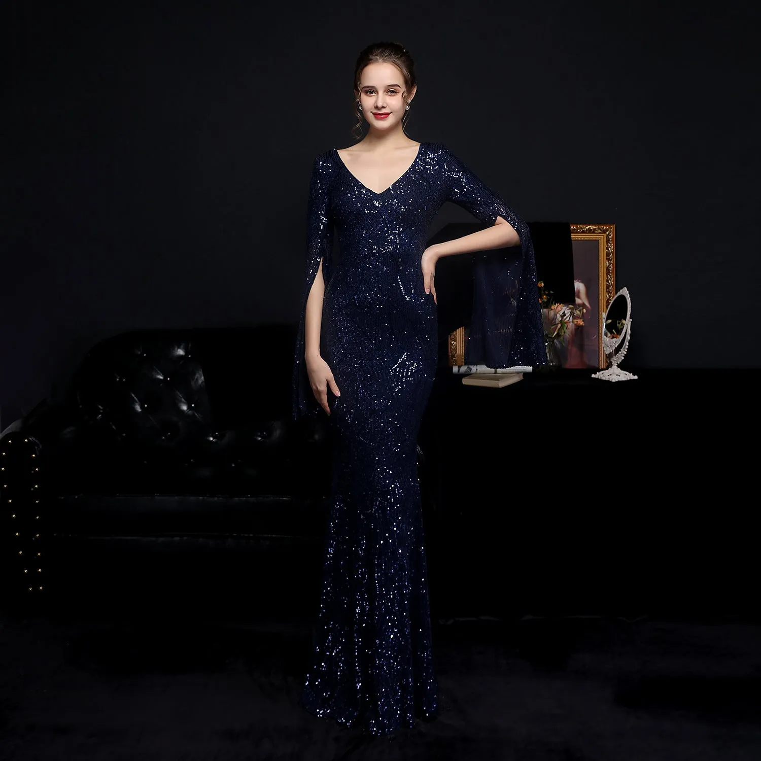 Electra-18576-Sequin Long Formal Gown
