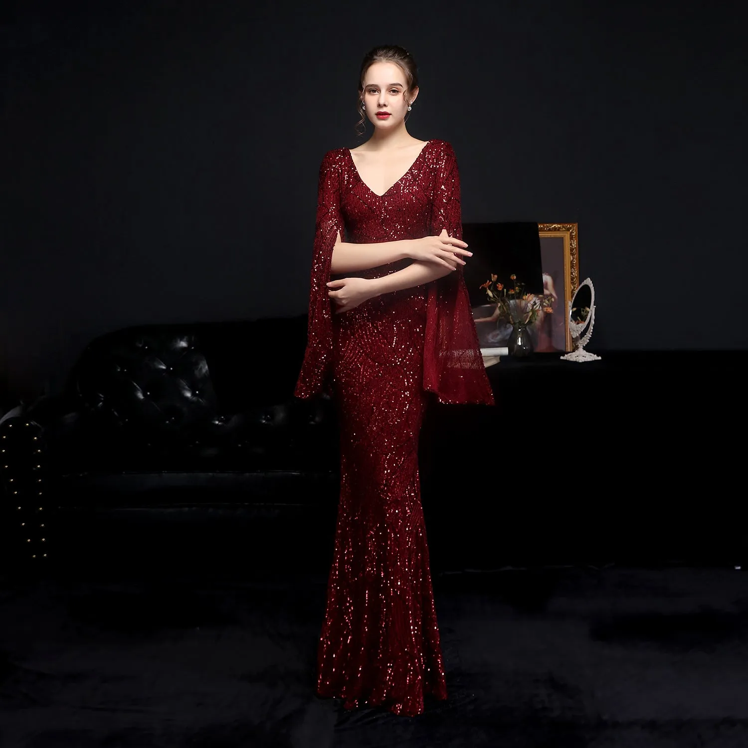 Electra-18576-Sequin Long Formal Gown