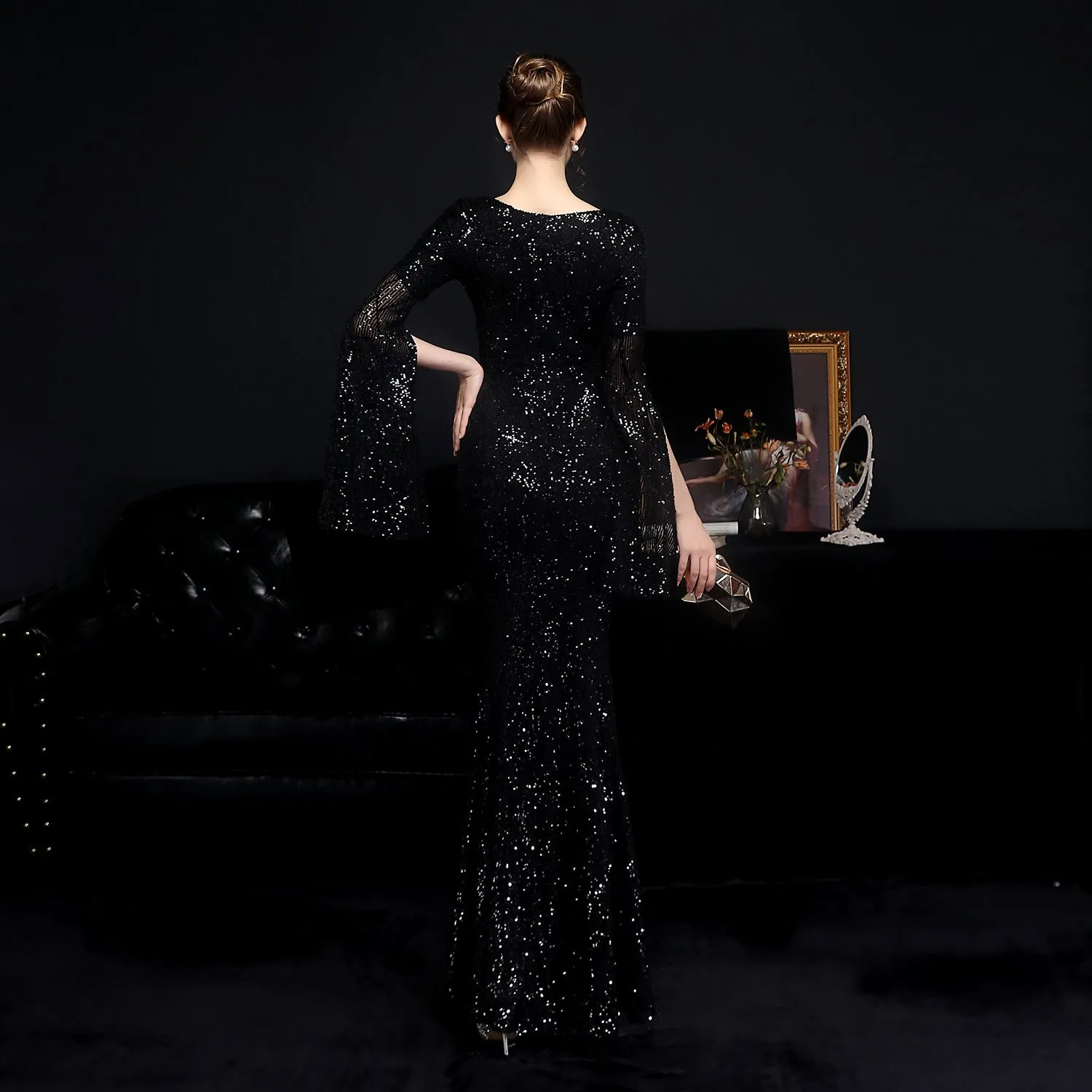 Electra-18576-Sequin Long Formal Gown