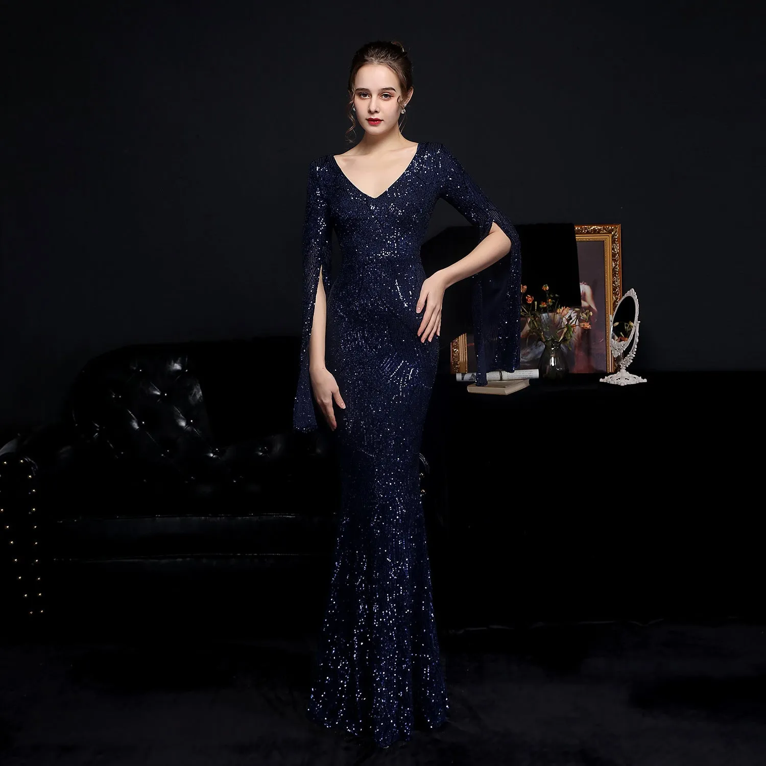 Electra-18576-Sequin Long Formal Gown