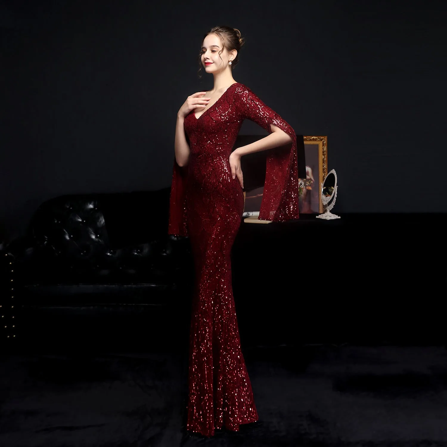 Electra-18576-Sequin Long Formal Gown