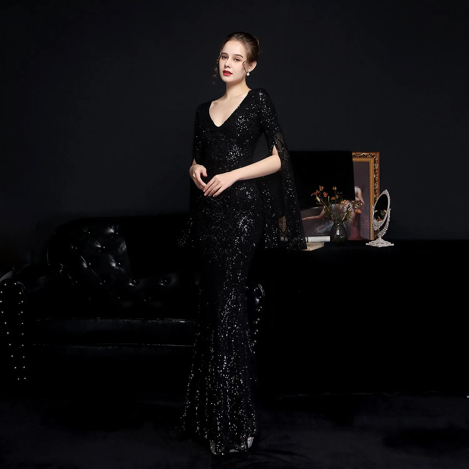 Electra-18576-Sequin Long Formal Gown