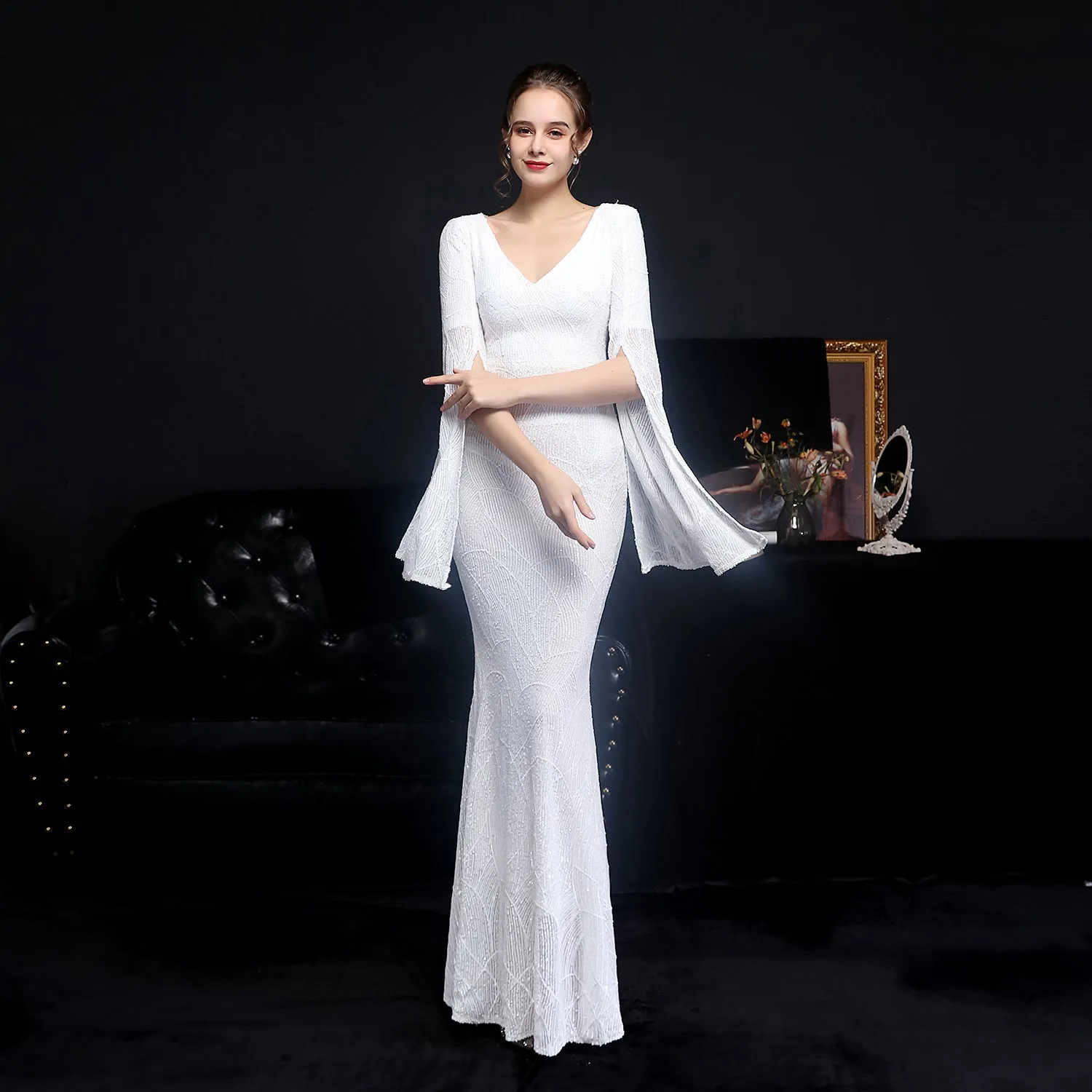 Electra-18576-Sequin Long Formal Gown