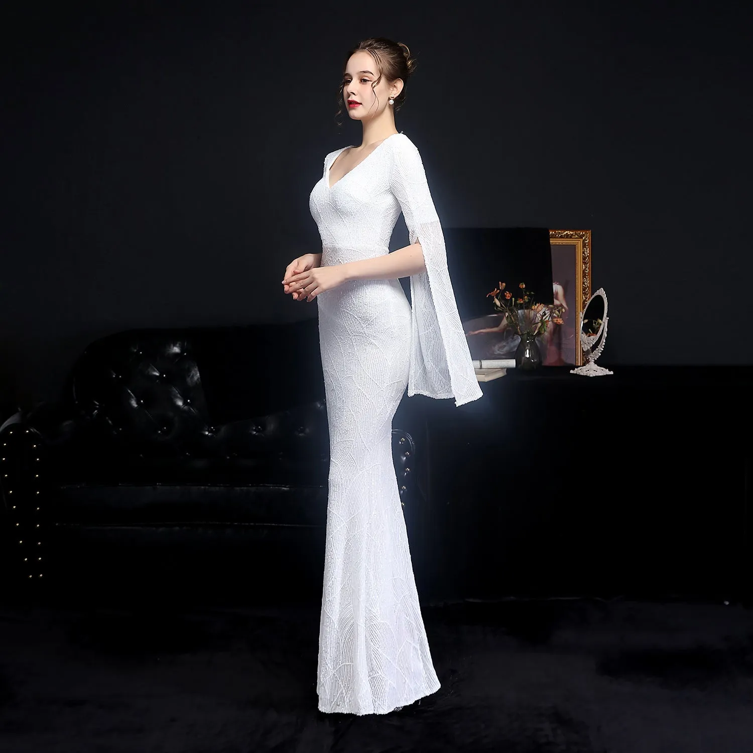 Electra-18576-Sequin Long Formal Gown