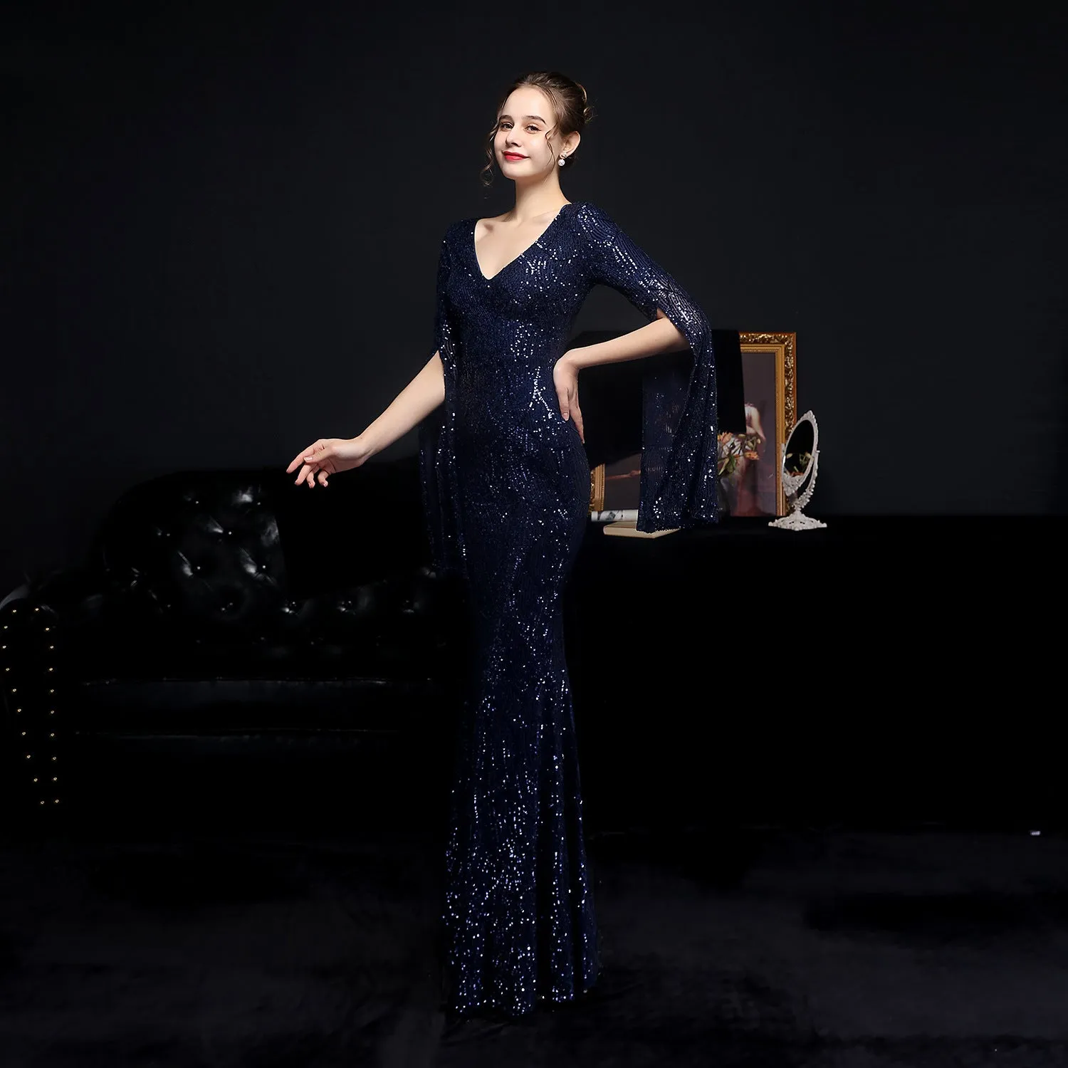 Electra-18576-Sequin Long Formal Gown