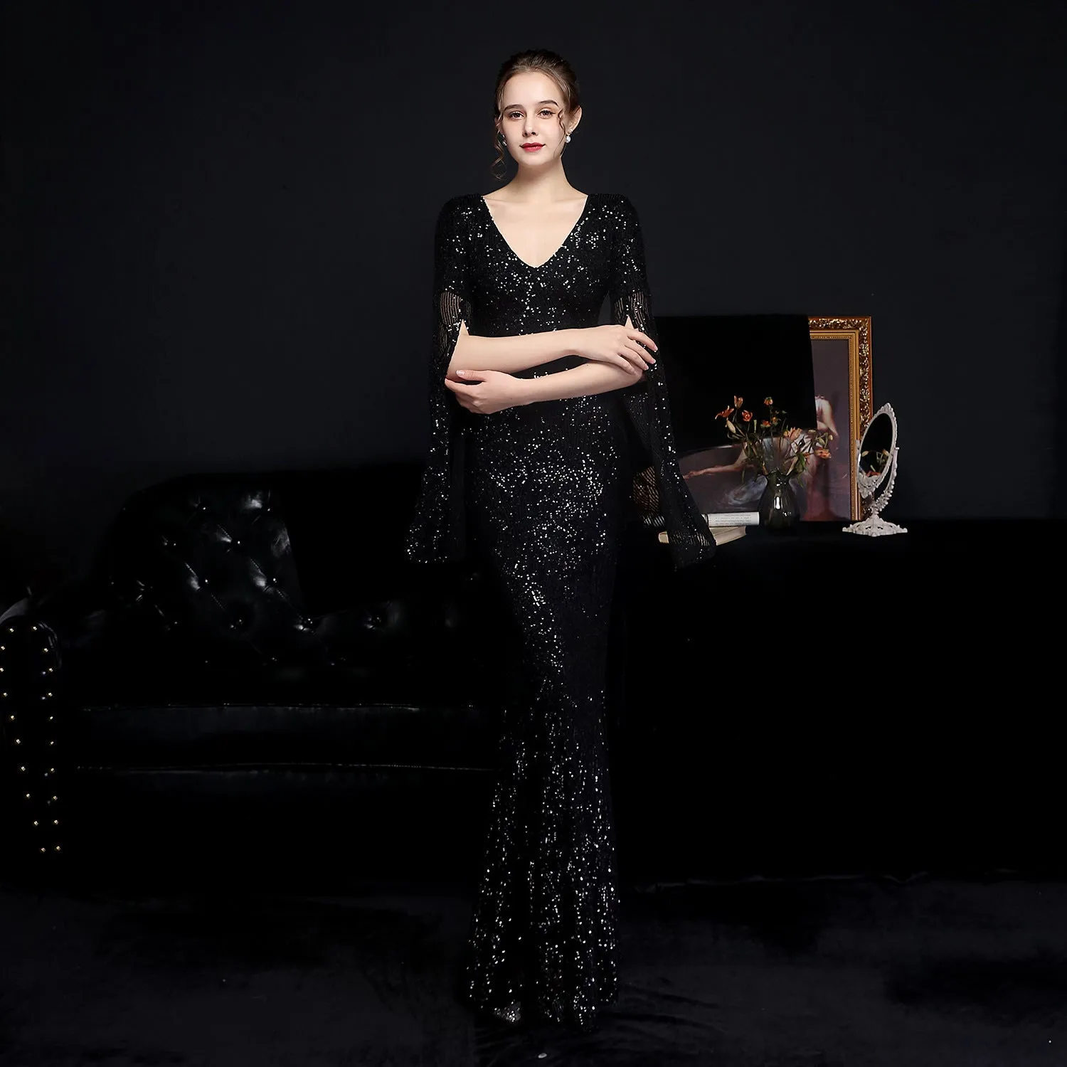 Electra-18576-Sequin Long Formal Gown
