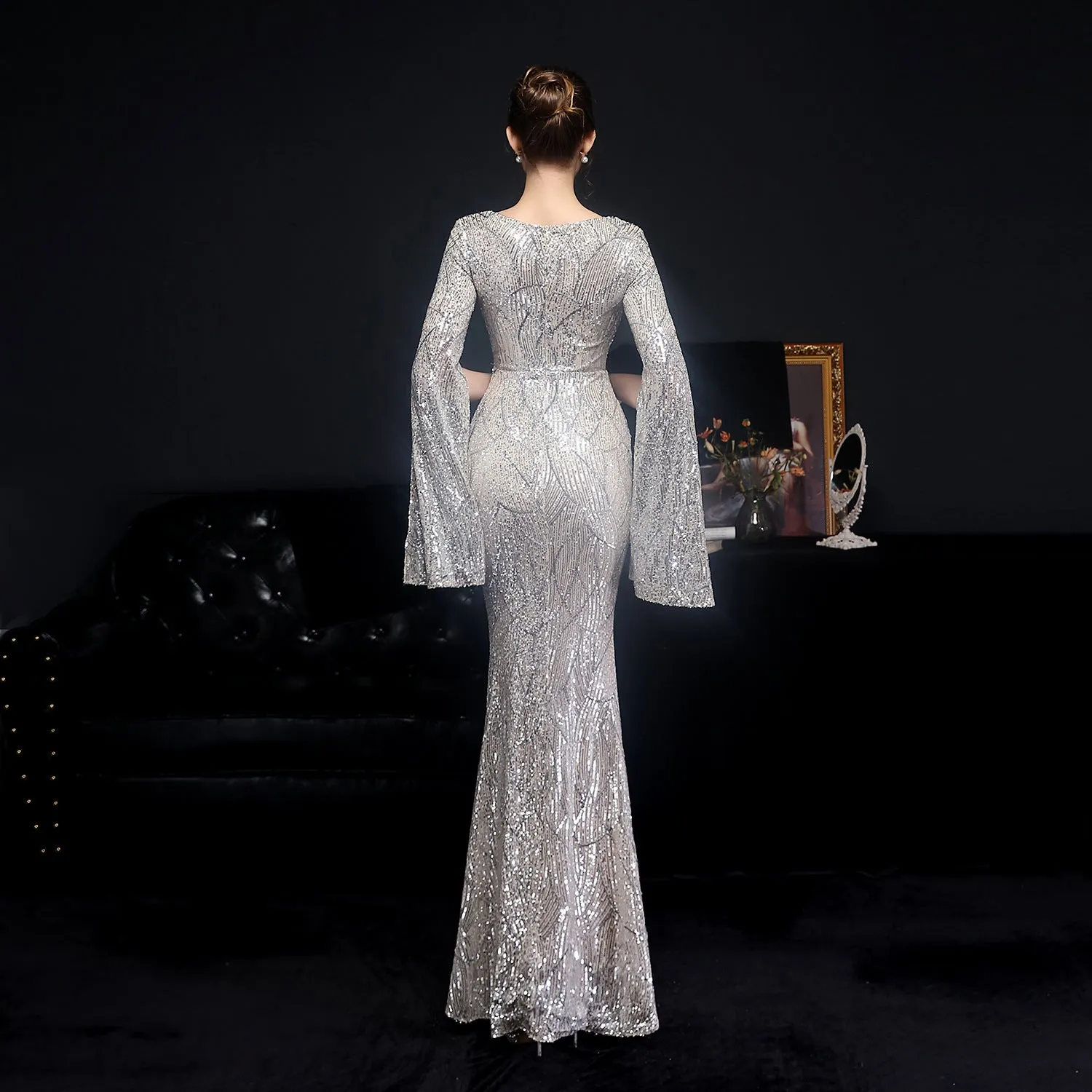 Electra-18576-Sequin Long Formal Gown