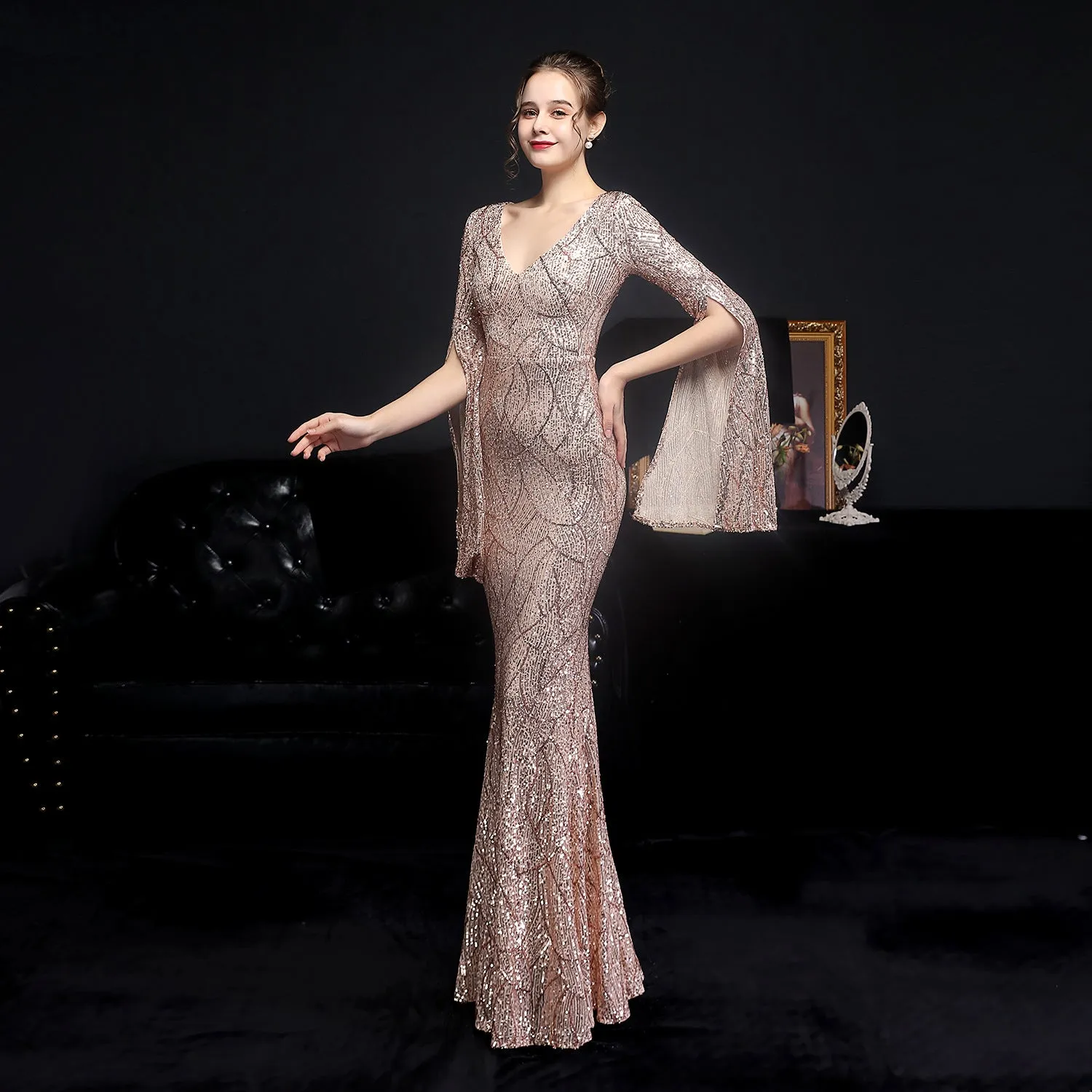 Electra-18576-Sequin Long Formal Gown