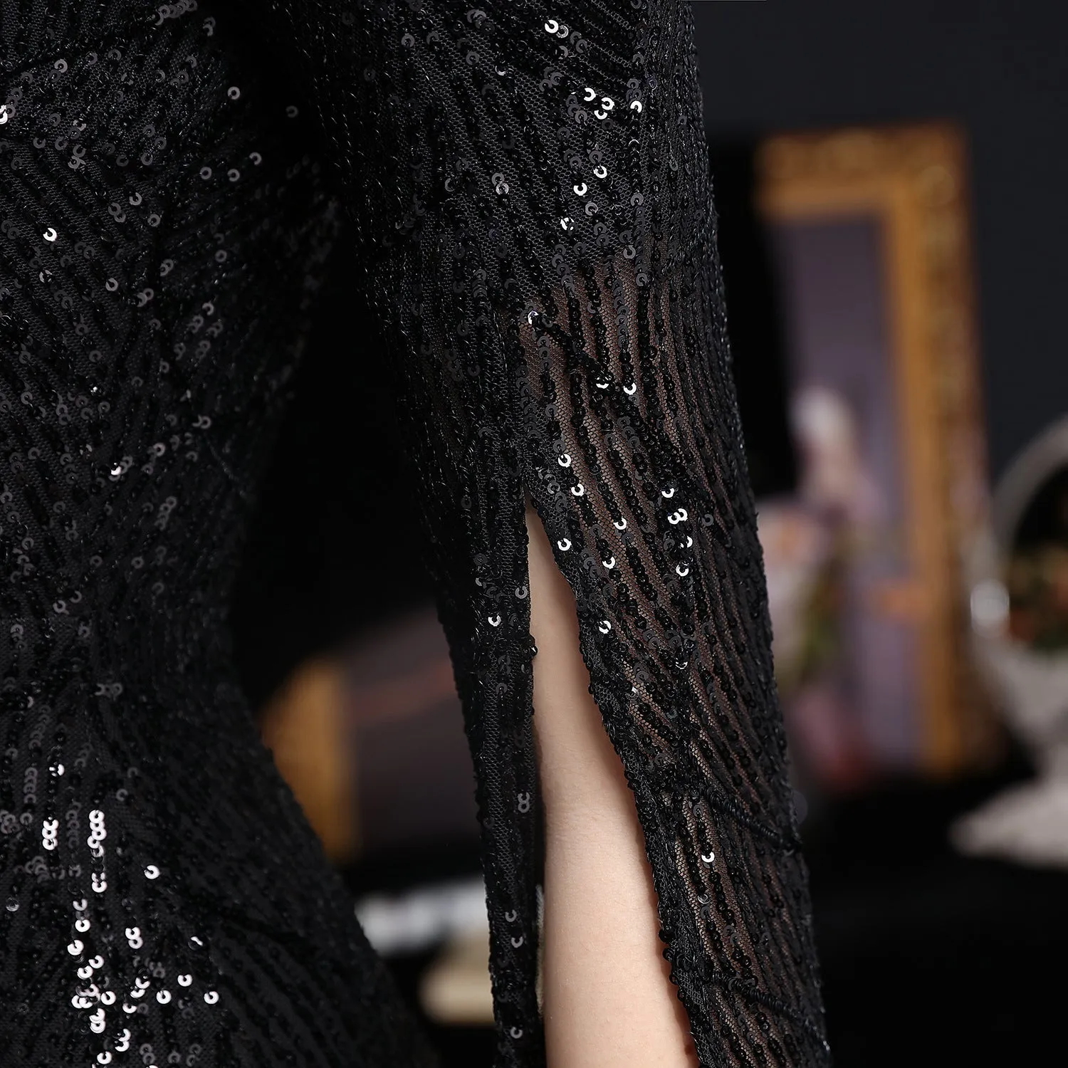 Electra-18576-Sequin Long Formal Gown