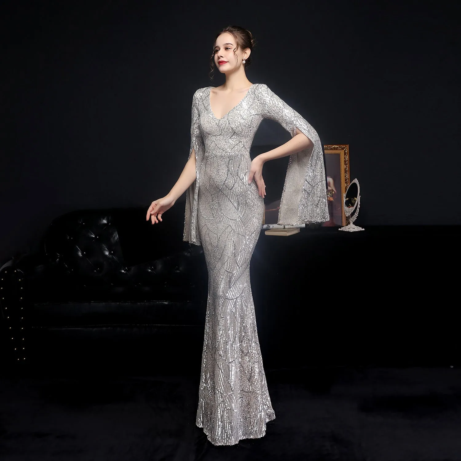Electra-18576-Sequin Long Formal Gown