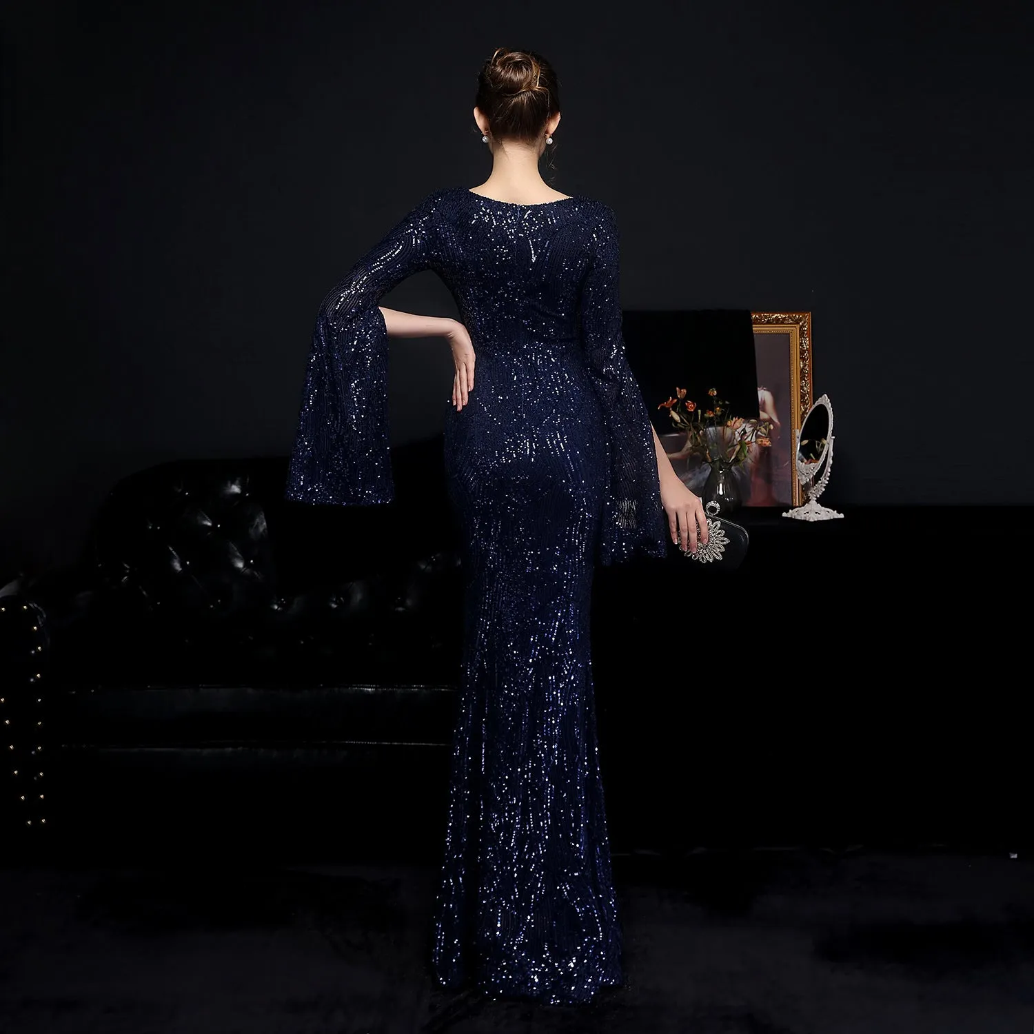 Electra-18576-Sequin Long Formal Gown