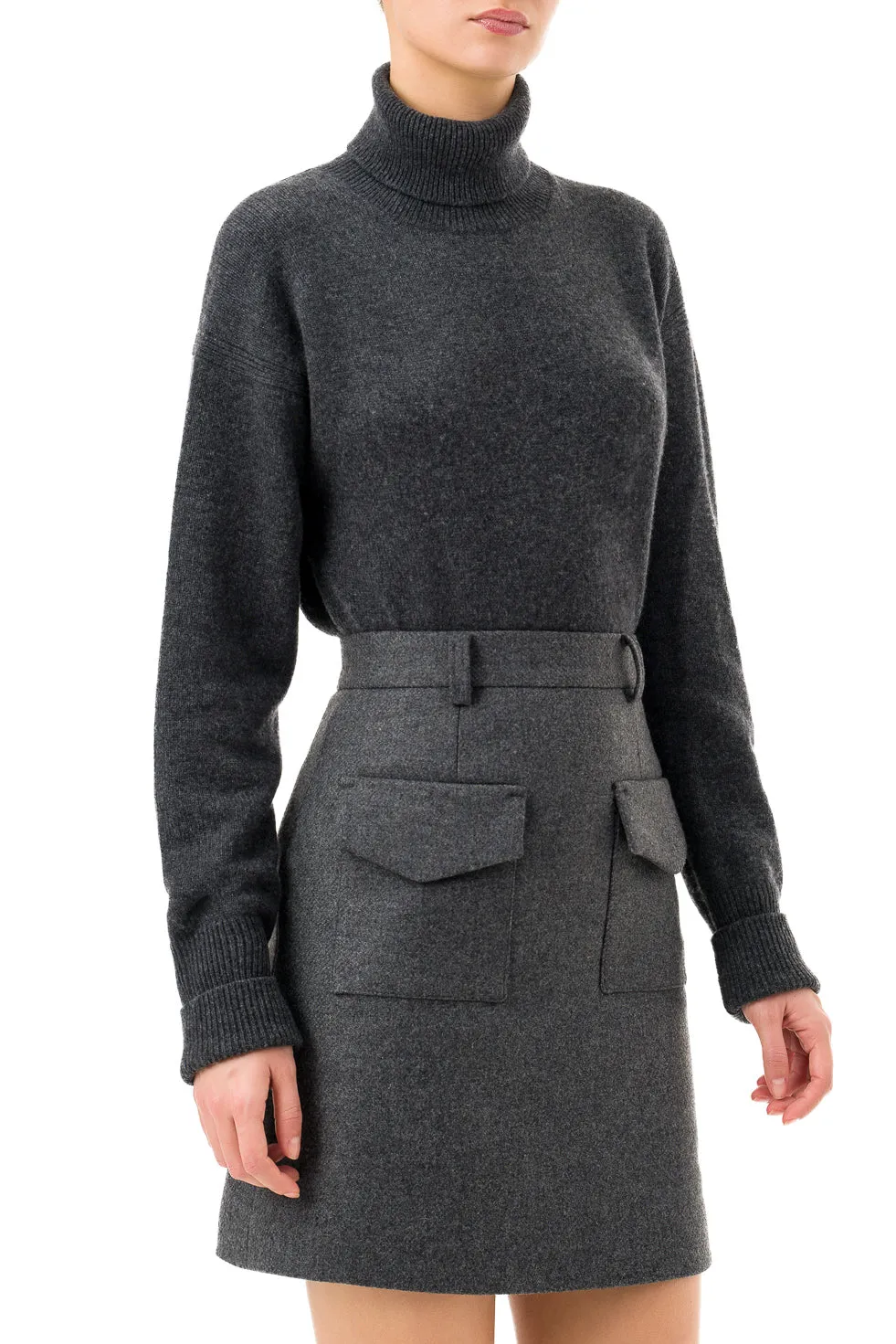'Emma' Grey Wool Mini Skirt