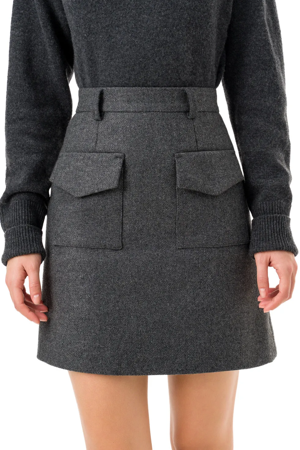 'Emma' Grey Wool Mini Skirt