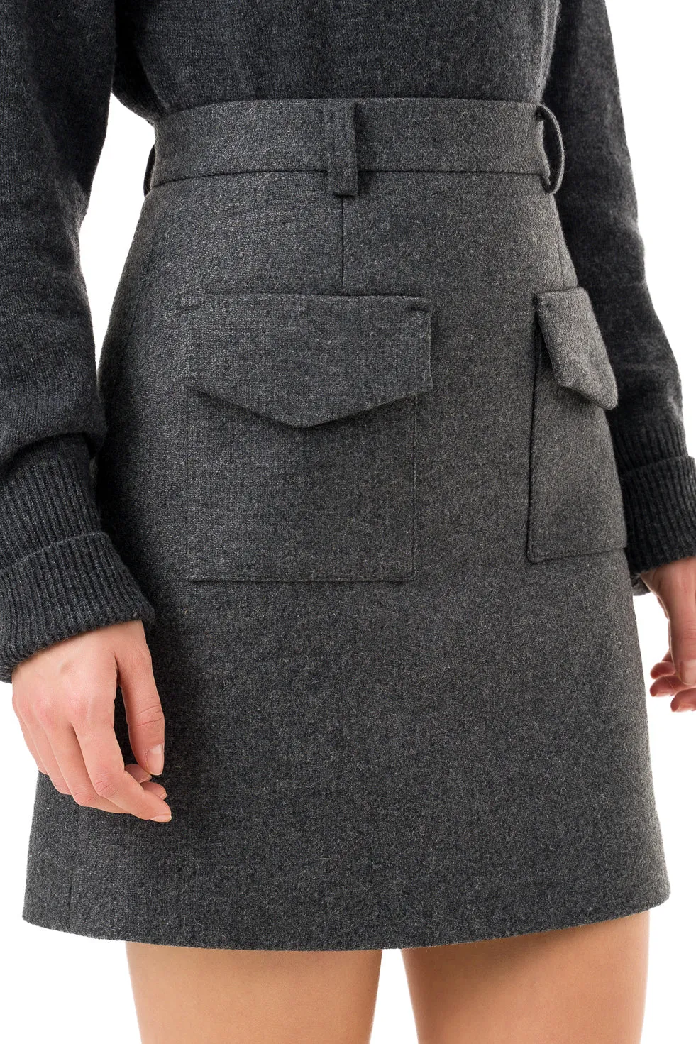 'Emma' Grey Wool Mini Skirt