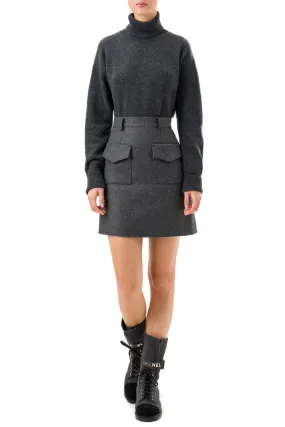 'Emma' Grey Wool Mini Skirt