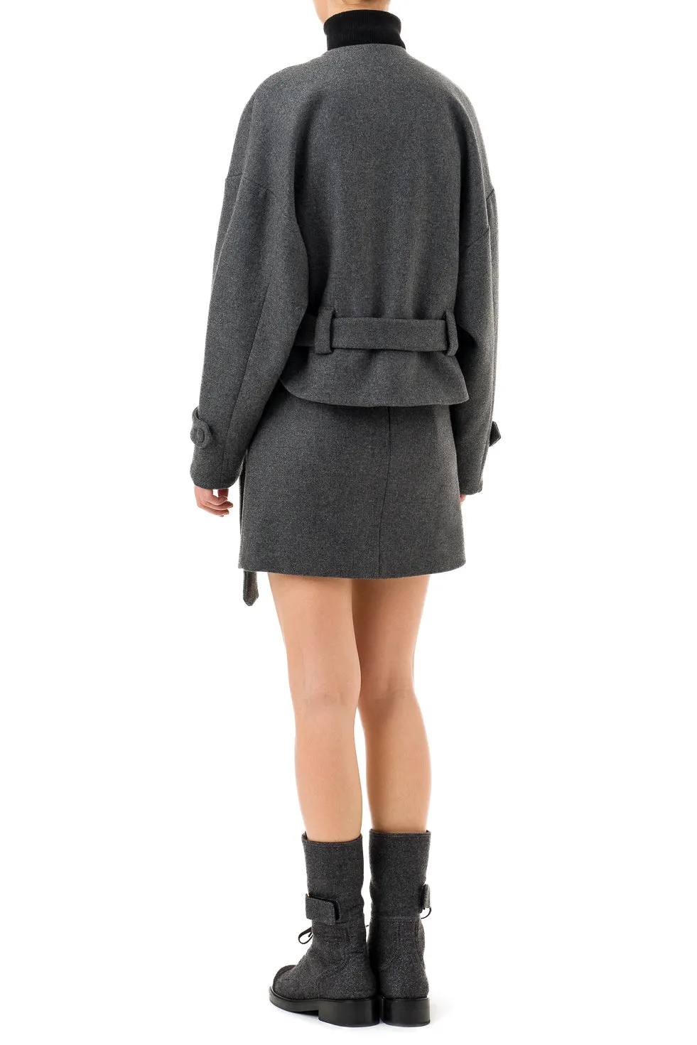 'Emma' Grey Wool Mini Skirt
