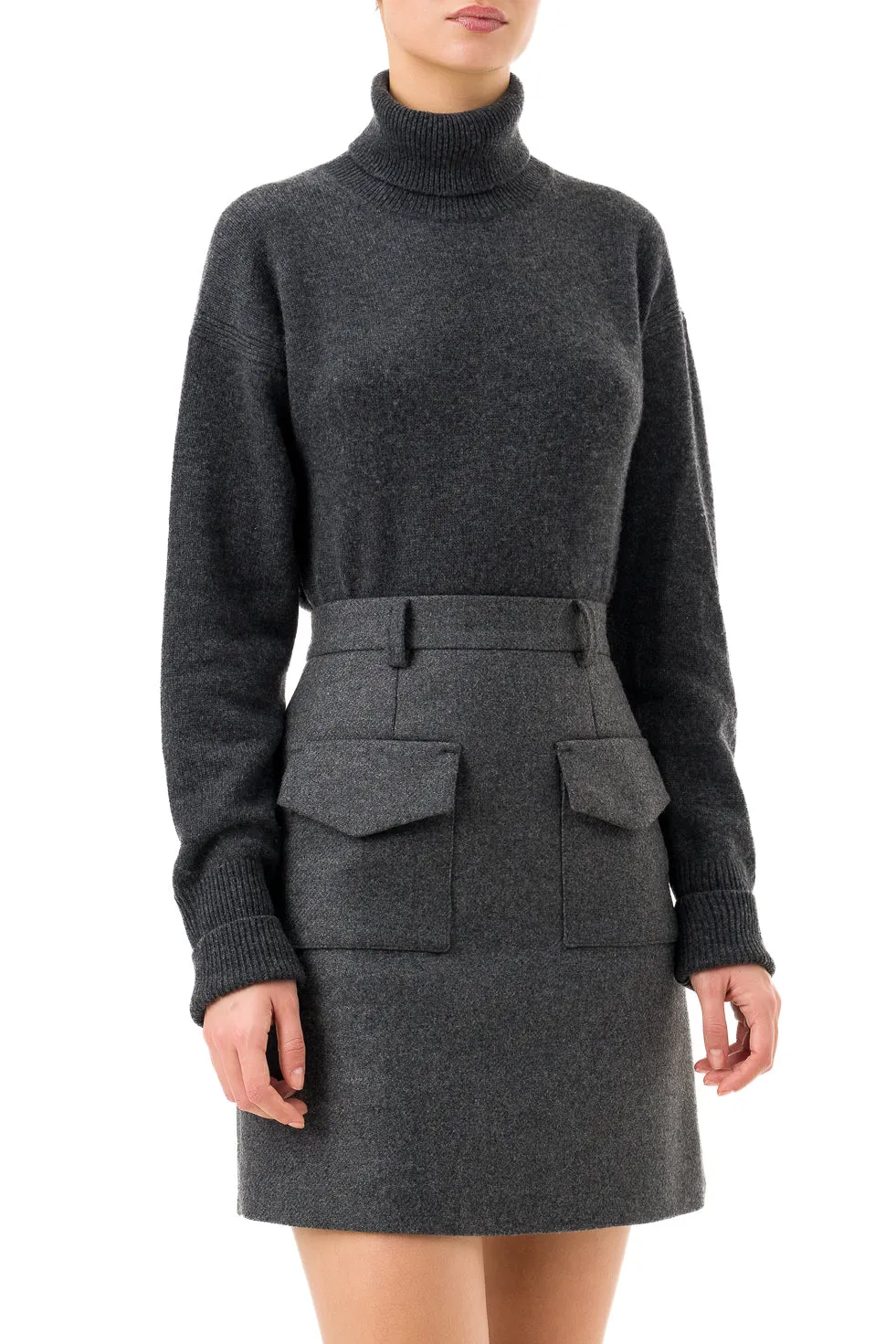 'Emma' Grey Wool Mini Skirt